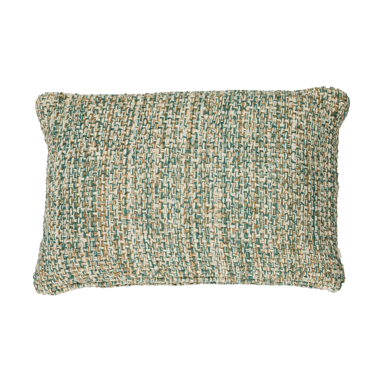 Kussen handgeweven katoen natural seablue med