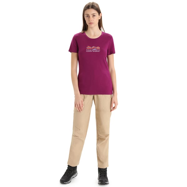 T-shirt randonnée ICEBREAKER W TECH LITE II SS TEE MOUNTAIN GEOLOGY GO BERRY