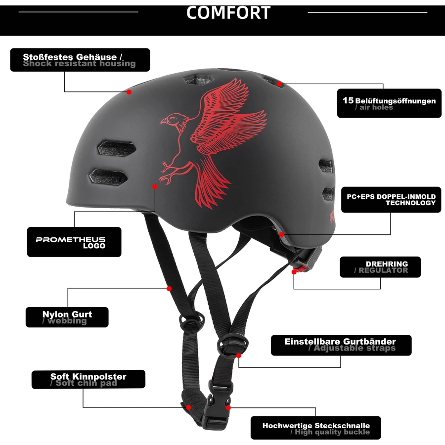 PROMETHEUS BICYCLES® Fahrradhelm Größe S 52-55 cm rot