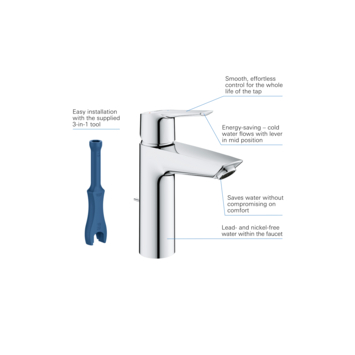 Grohe wastafelkraan start M-size met waste Quickfix chroom
