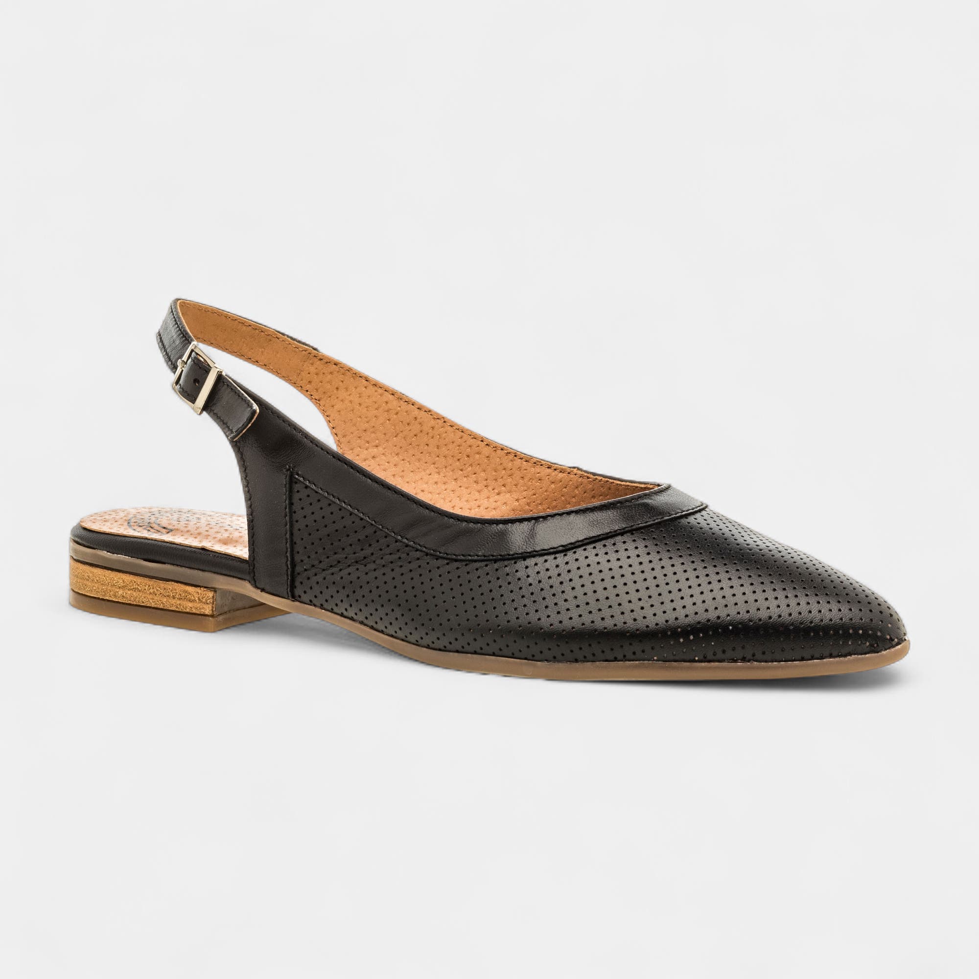 Escarpins avec bride arrière Femme en cuir noir