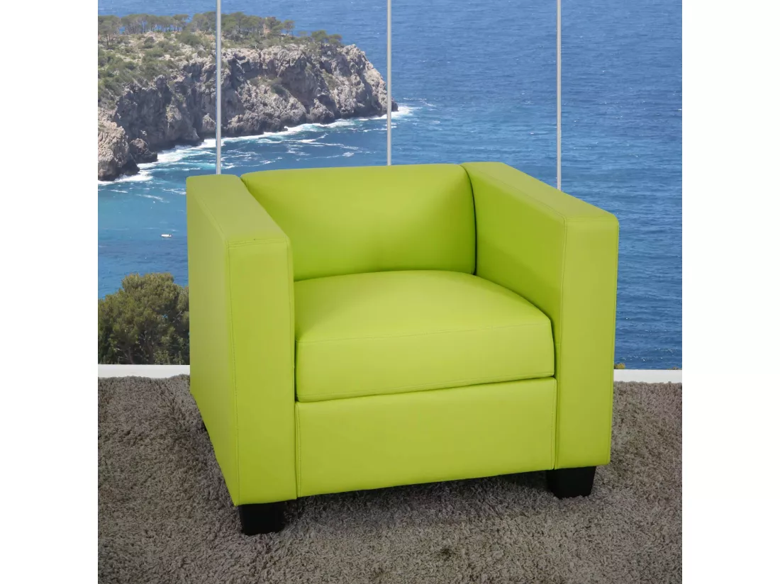 Fauteuil lounge Lille, simili-cuir vert clair