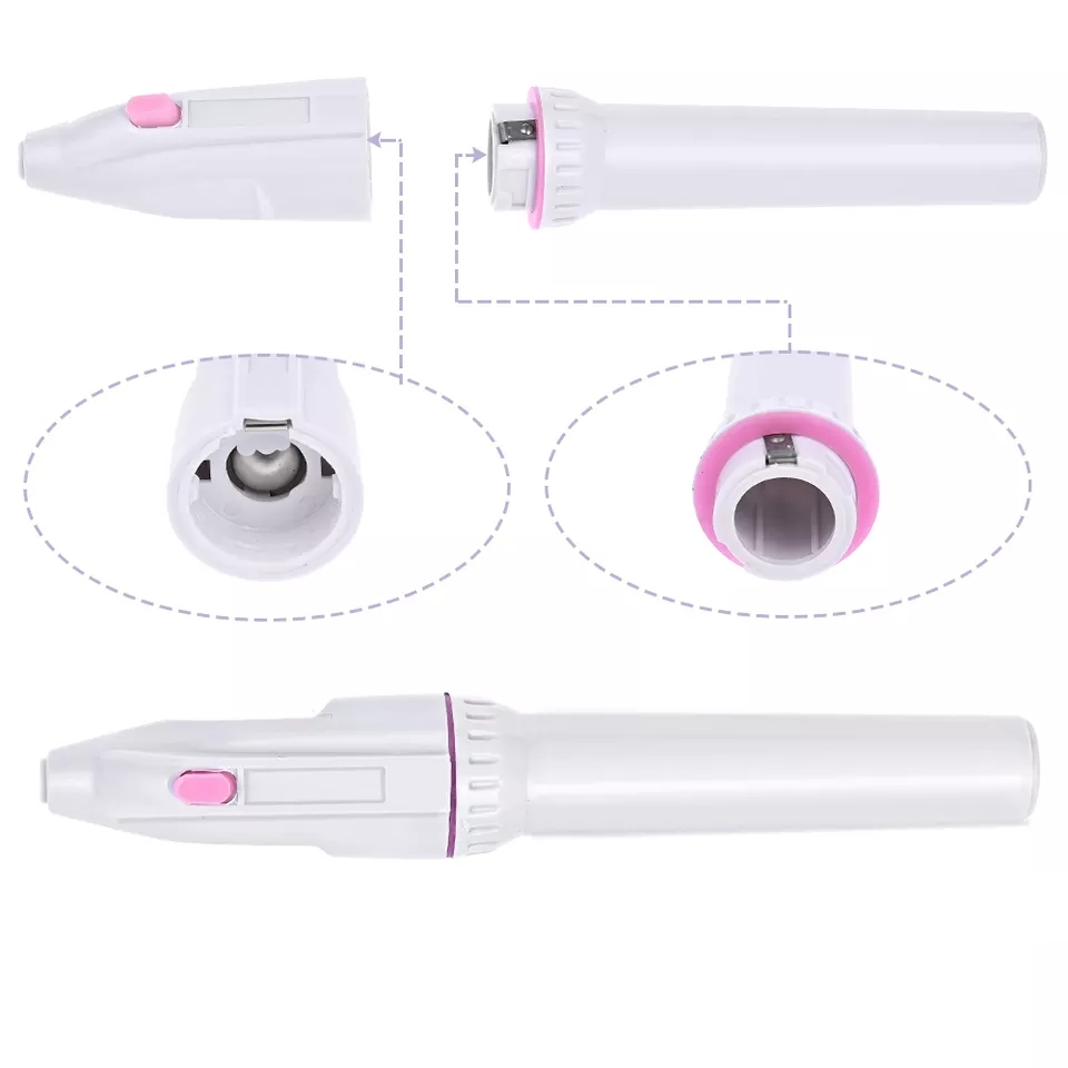 (5in1) Elektrische Nagelfräse Nagelpflege Polierwerkzeug Maniküre Pediküre (Batteriebetrieben) - Weiss / Rosa