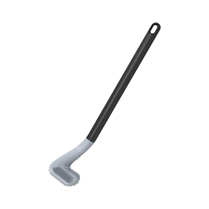 (47cm) WC Bürste Flexibler Toiletten Abfluss Reiniger mit Golfkopf   Wandhalterung - Schwarz / Grau