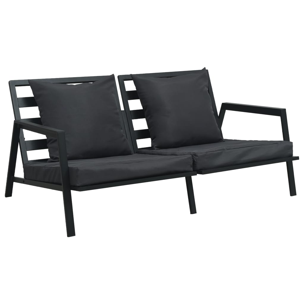 Salon de jardin meuble d'extérieur ensemble de mobilier 4 pièces avec coussins aluminium gris foncé