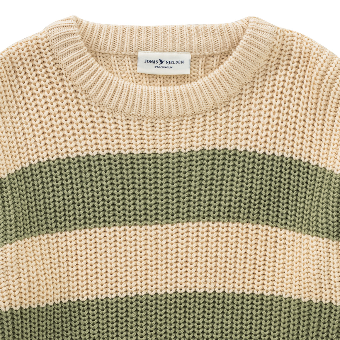 Jonas Nielsen Mädchen Strickpullover aus Bio-Baumwolle oliv / hellbeige