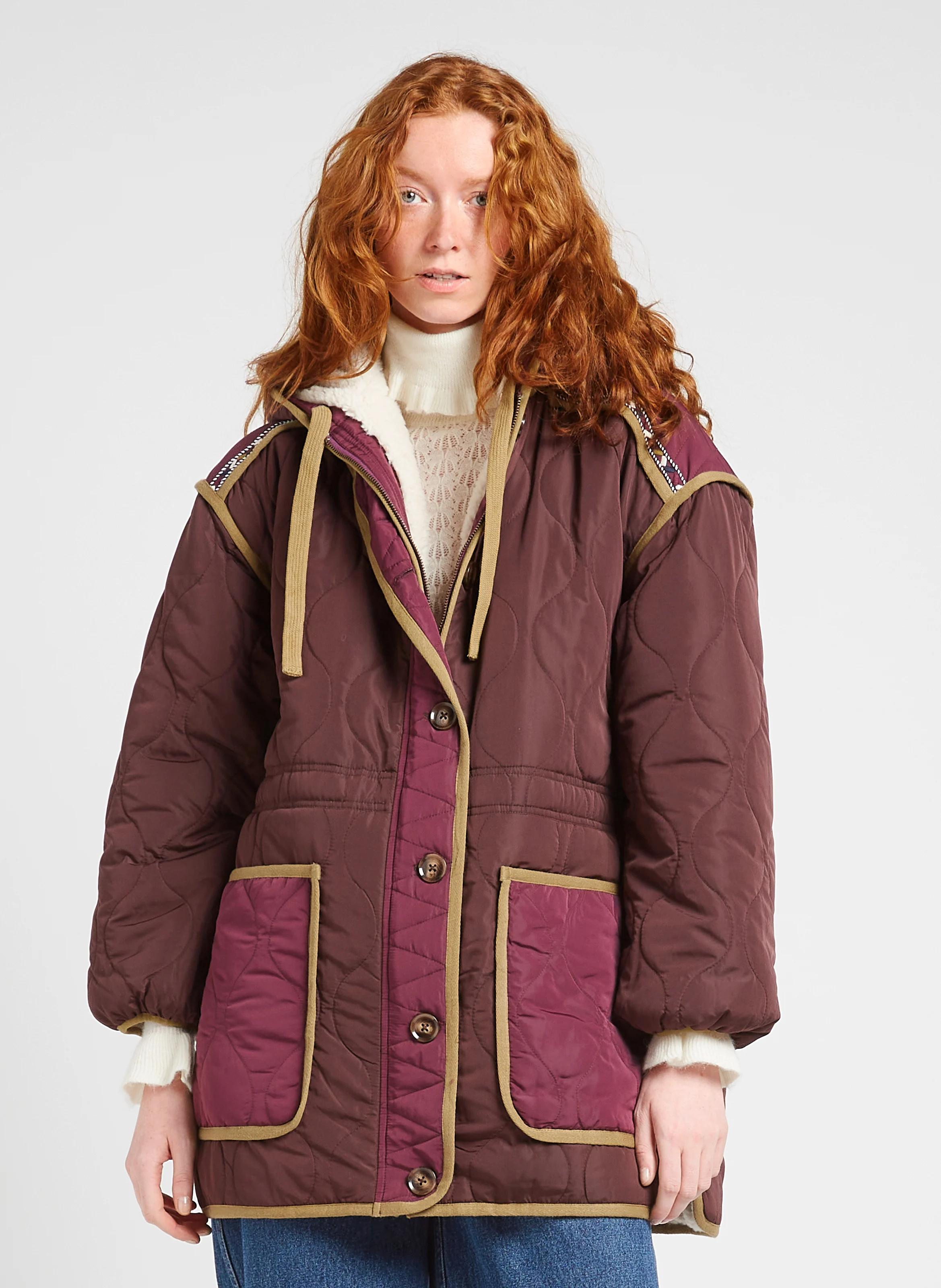 ALINA - Manteau matelassé à capuche| Violet