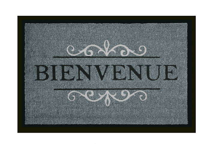 Tapis polyamide imprimé bienvenue gris 40 x 60 cm