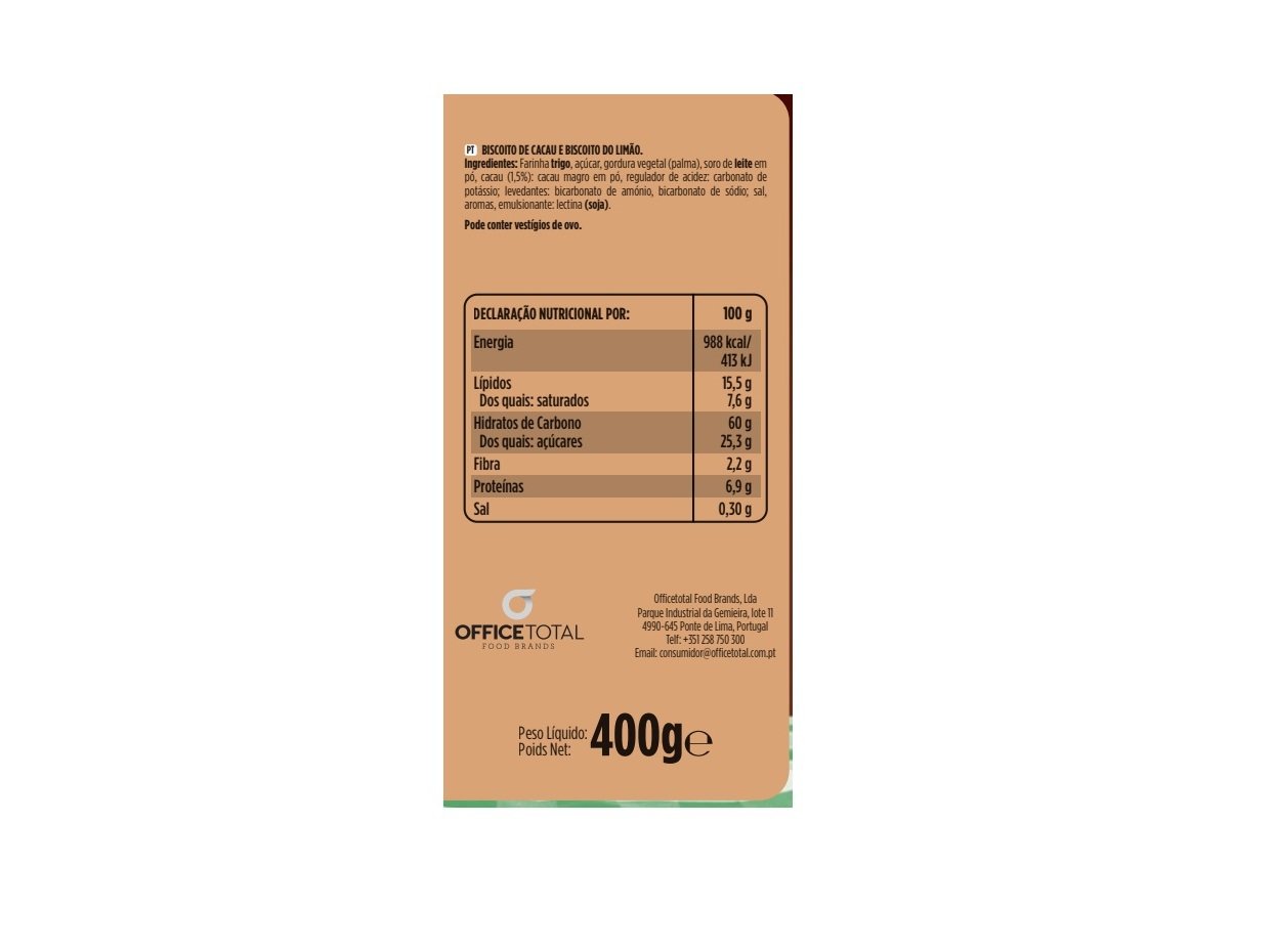 BOLACHA DULCISSI SORTIDO CACAU E LIMÃO 400G