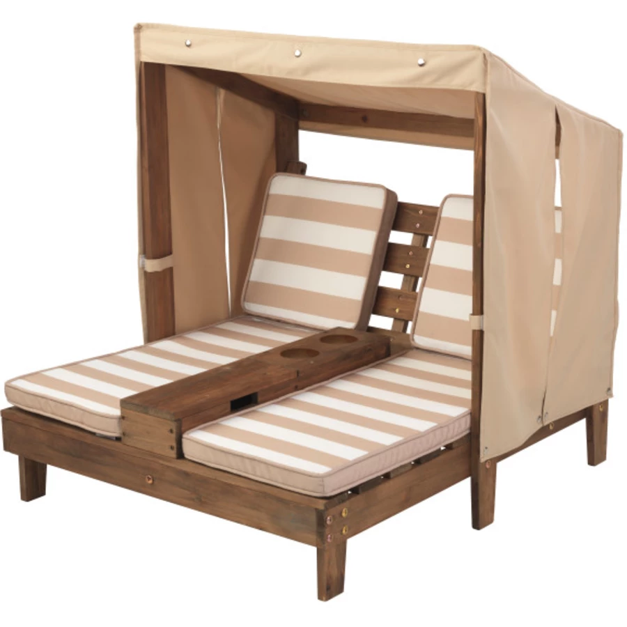 Kidkraft® Doppelte Kinder Sonnenliege mit Getränkehaltern, beige