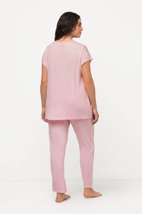 Pyjama, Spitze, V-Ausschnitt, Halbarm