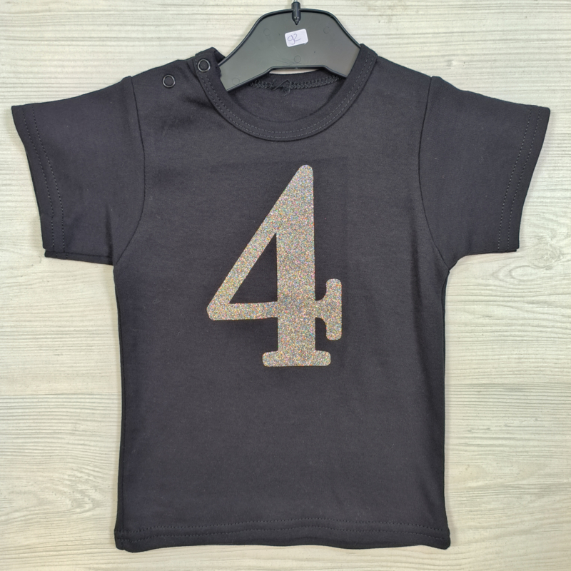 Glittery 4 black tee