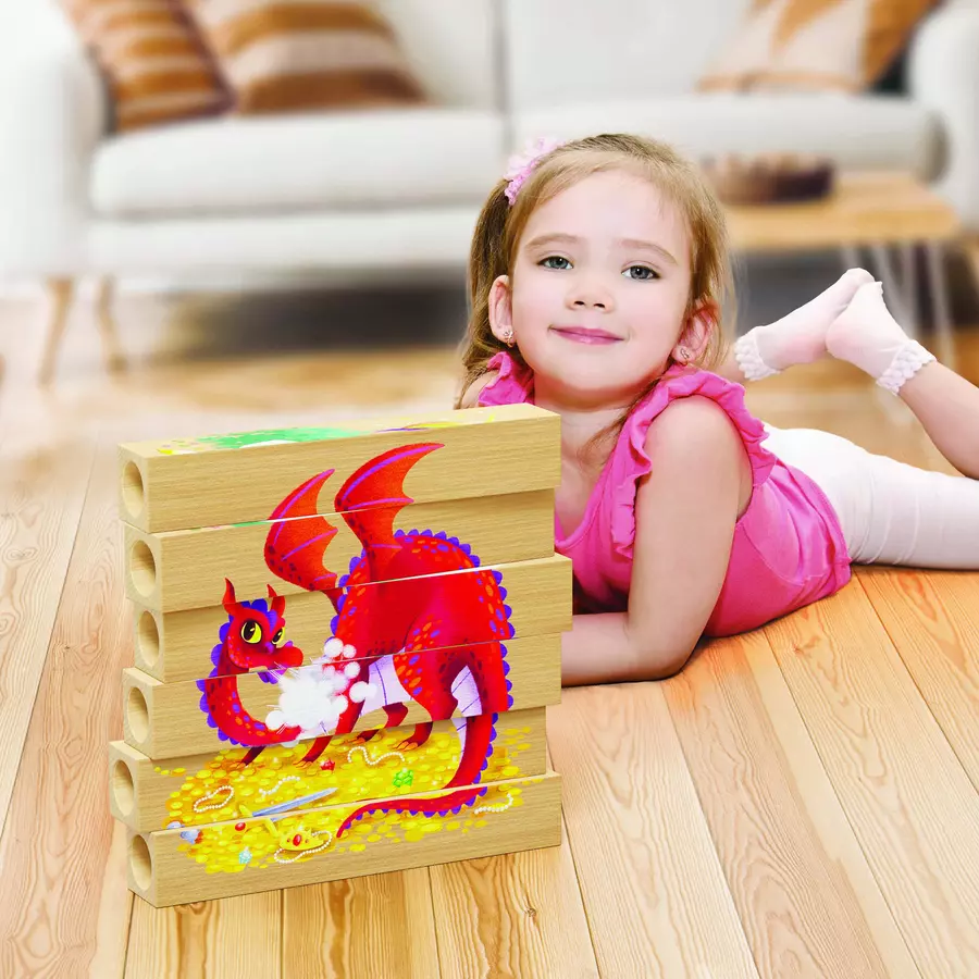 Quercetti Vier Holzpuzzles: Fantastische Tiere