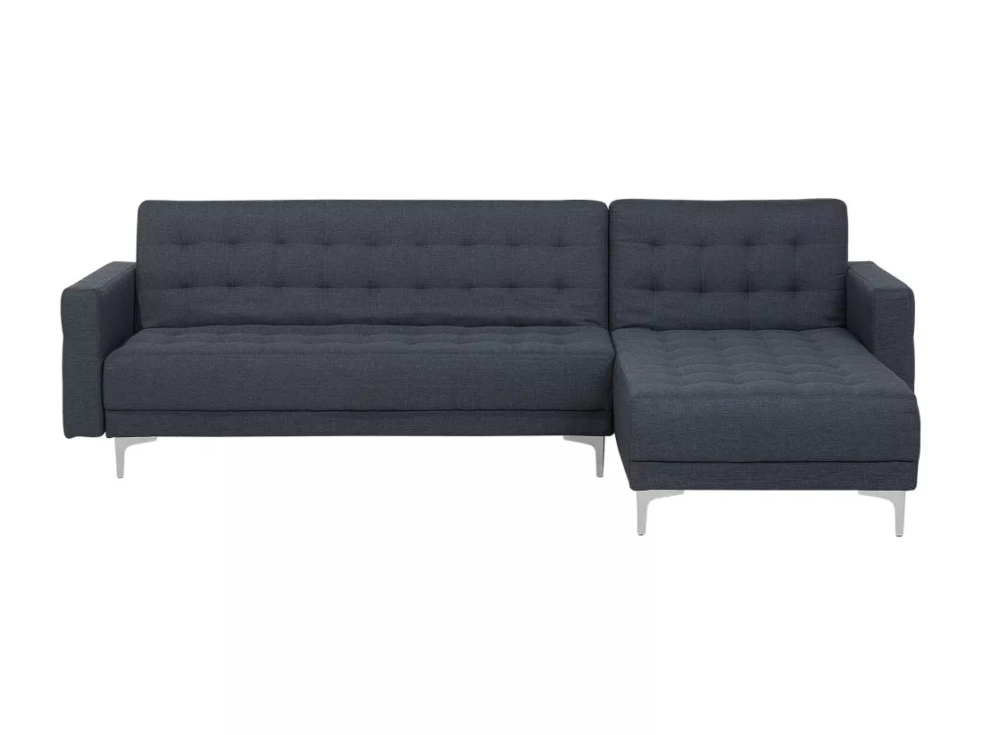 Canapé Angle à droite en Tissu Gris Foncé 4 Places Dossier Réglable Chic Aberdeen