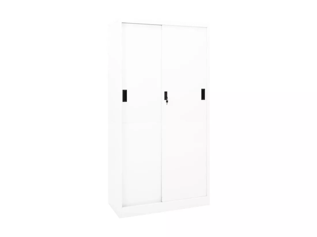 Armoire de bureau et porte coulissante Blanc 90x40x180 Acier