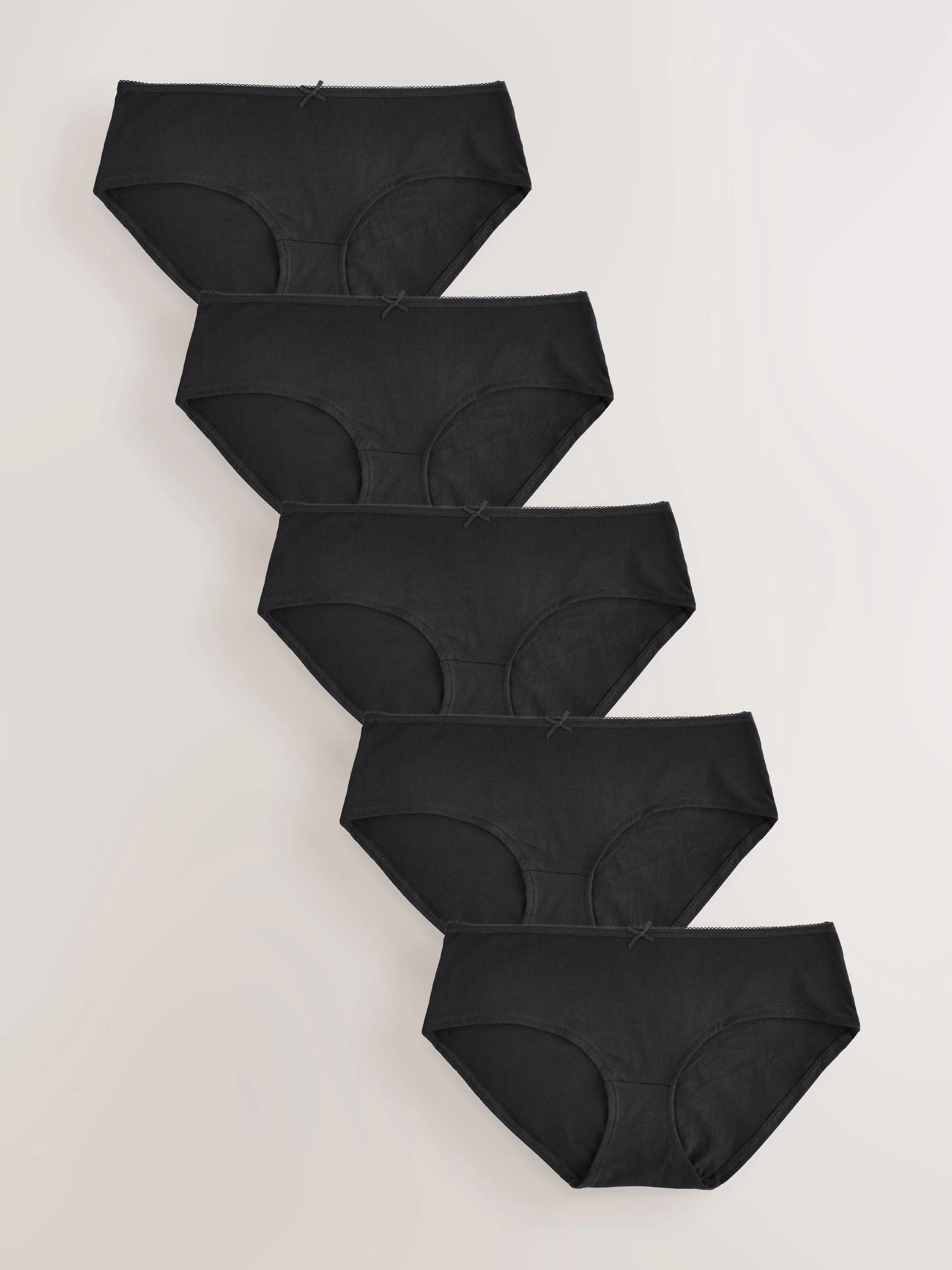 Zwart - Set van 5 slips met hoog katoengehalte