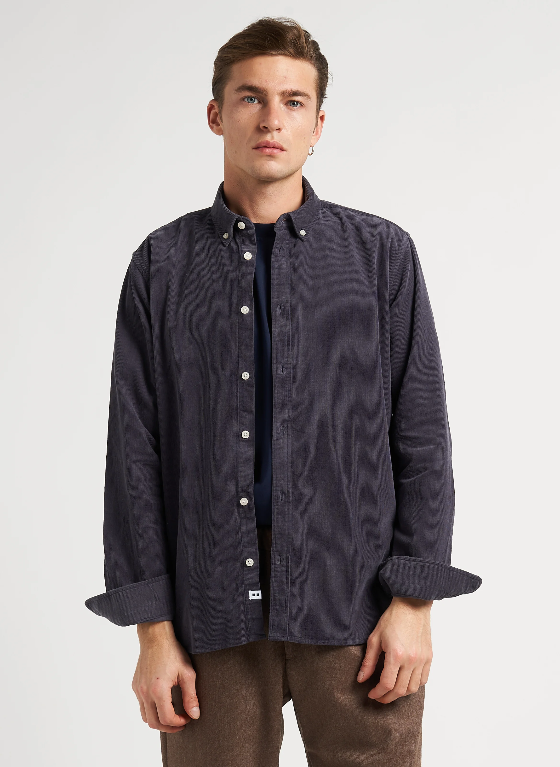 WALTHER 2.0 - Chemise col américain regular-fit en velours de coton côtelé| Multicolore