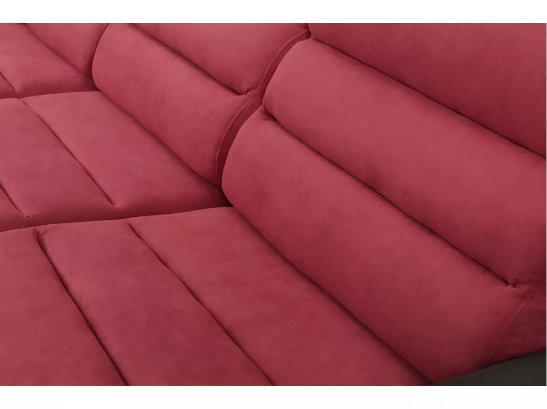 Canapé d'angle convertible en tissu et simili MIRABEAU - Bicolore rouge/noir - Angle gauche