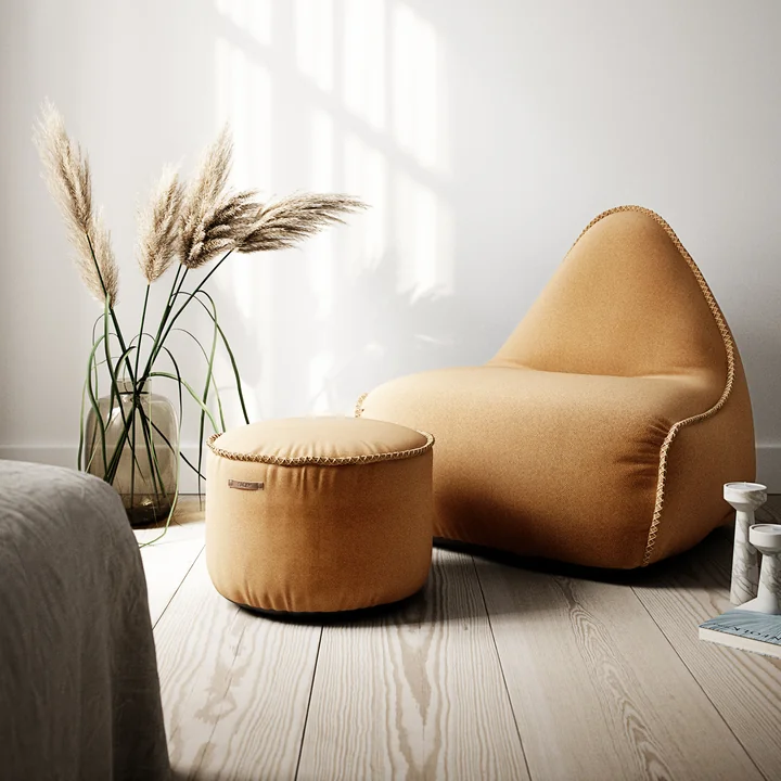 SACK it - RETRO it Cura Drum Pouf, curry