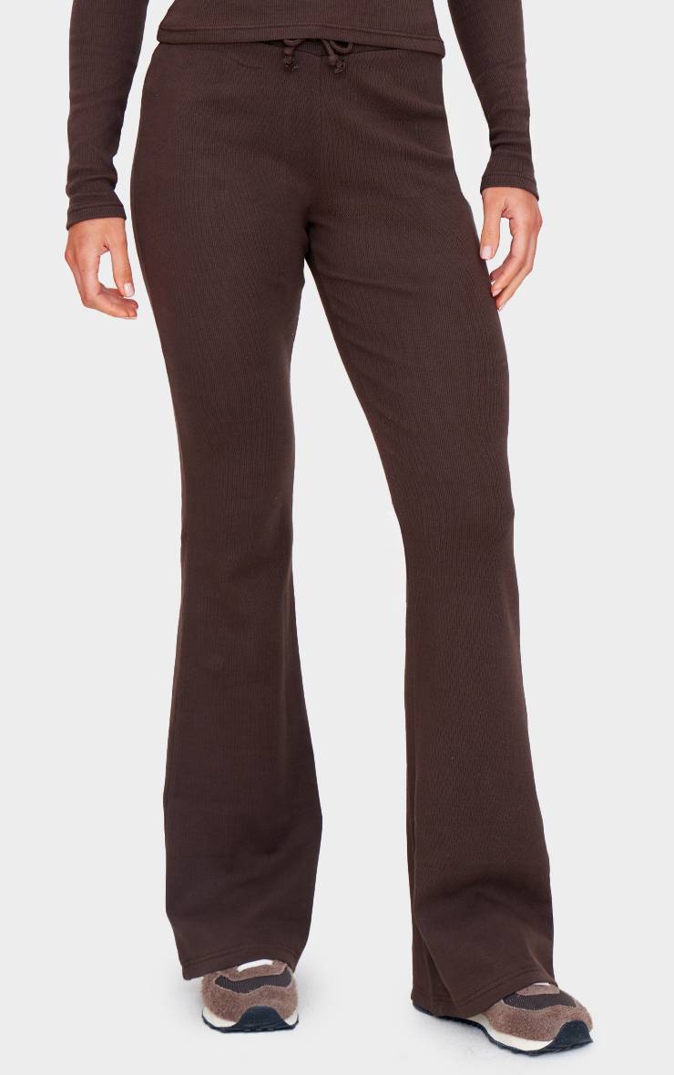 Chocolat Pantalon Évasé Côtelé À Cordon De Serrage Tall