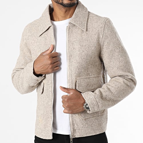 Veste Zippée Beige Chiné