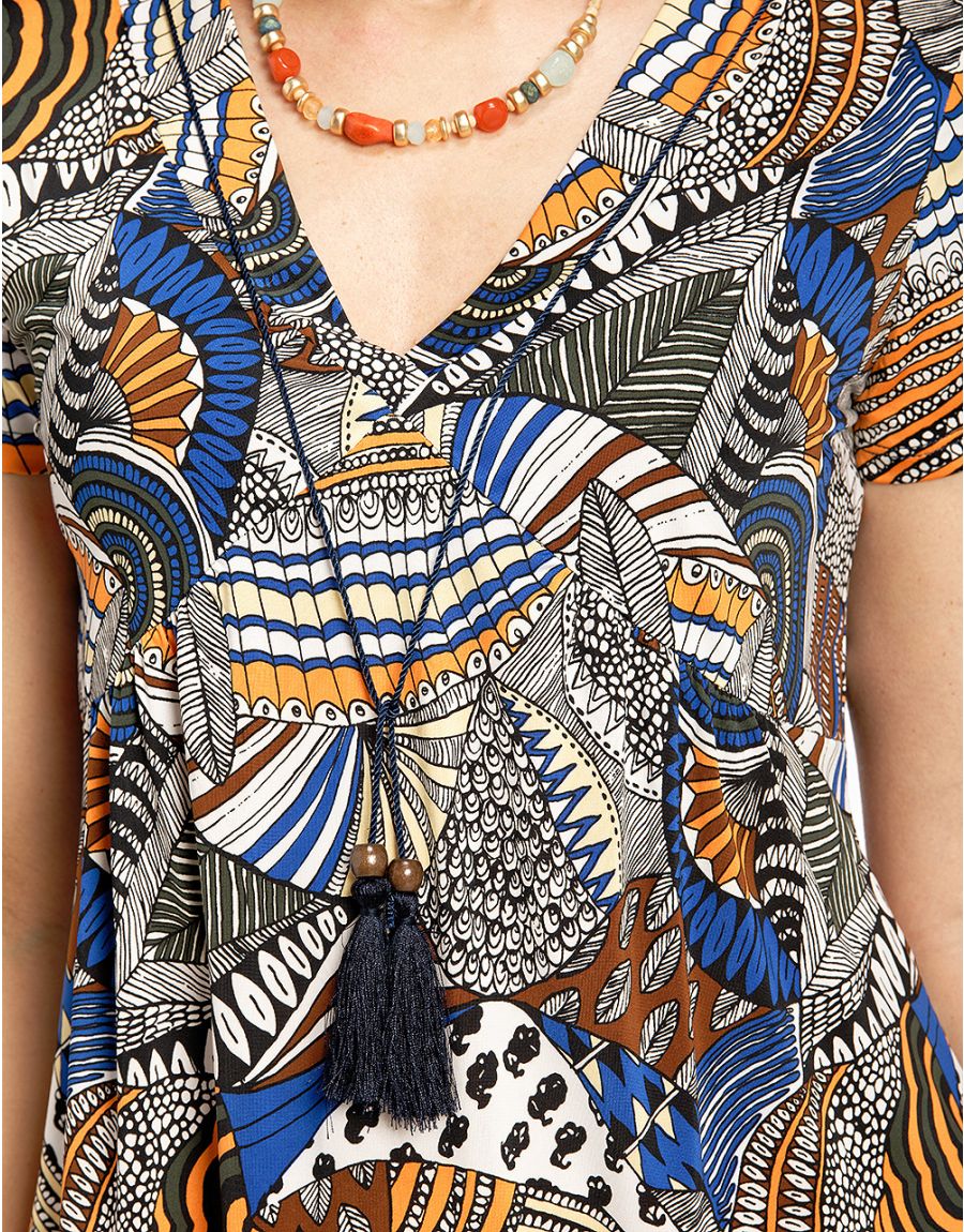 T-shirt ethnique évasé