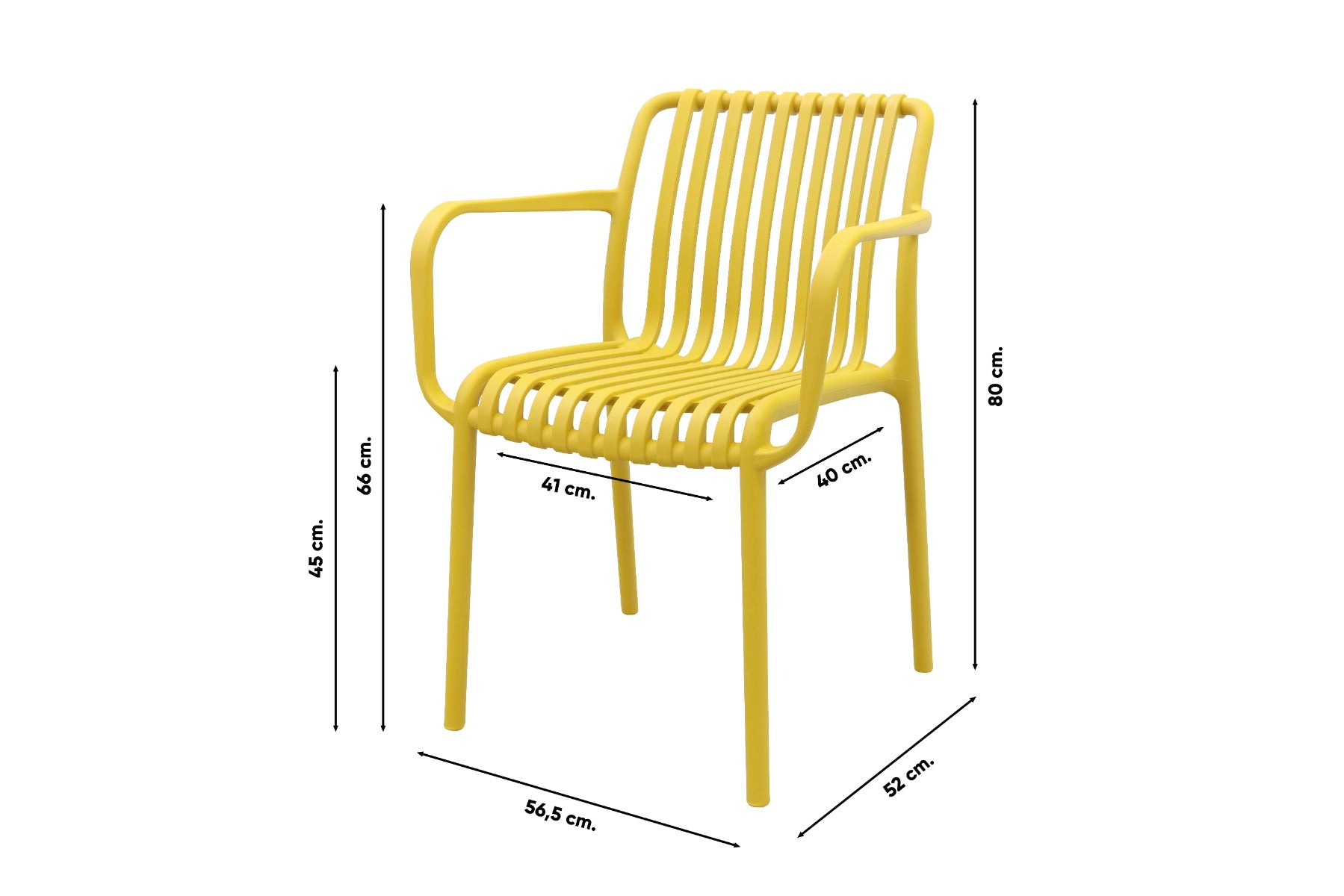 VDG Stripe stapelbare tuinstoel - Mosterdgeel