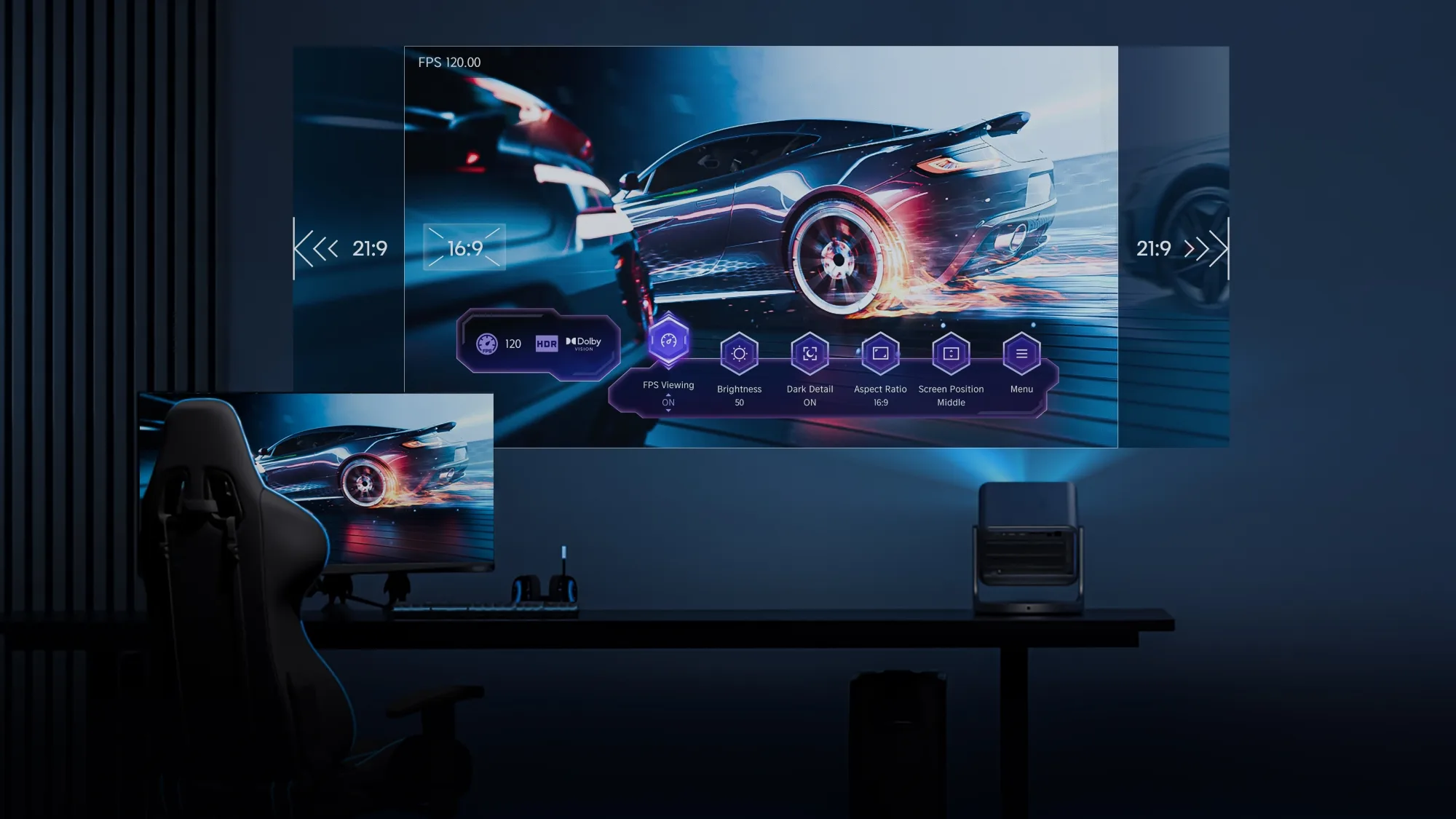 Hisense C2 Ultra   Pied de sol Hisense SG8H Vidéoprojecteurs UHD 4K