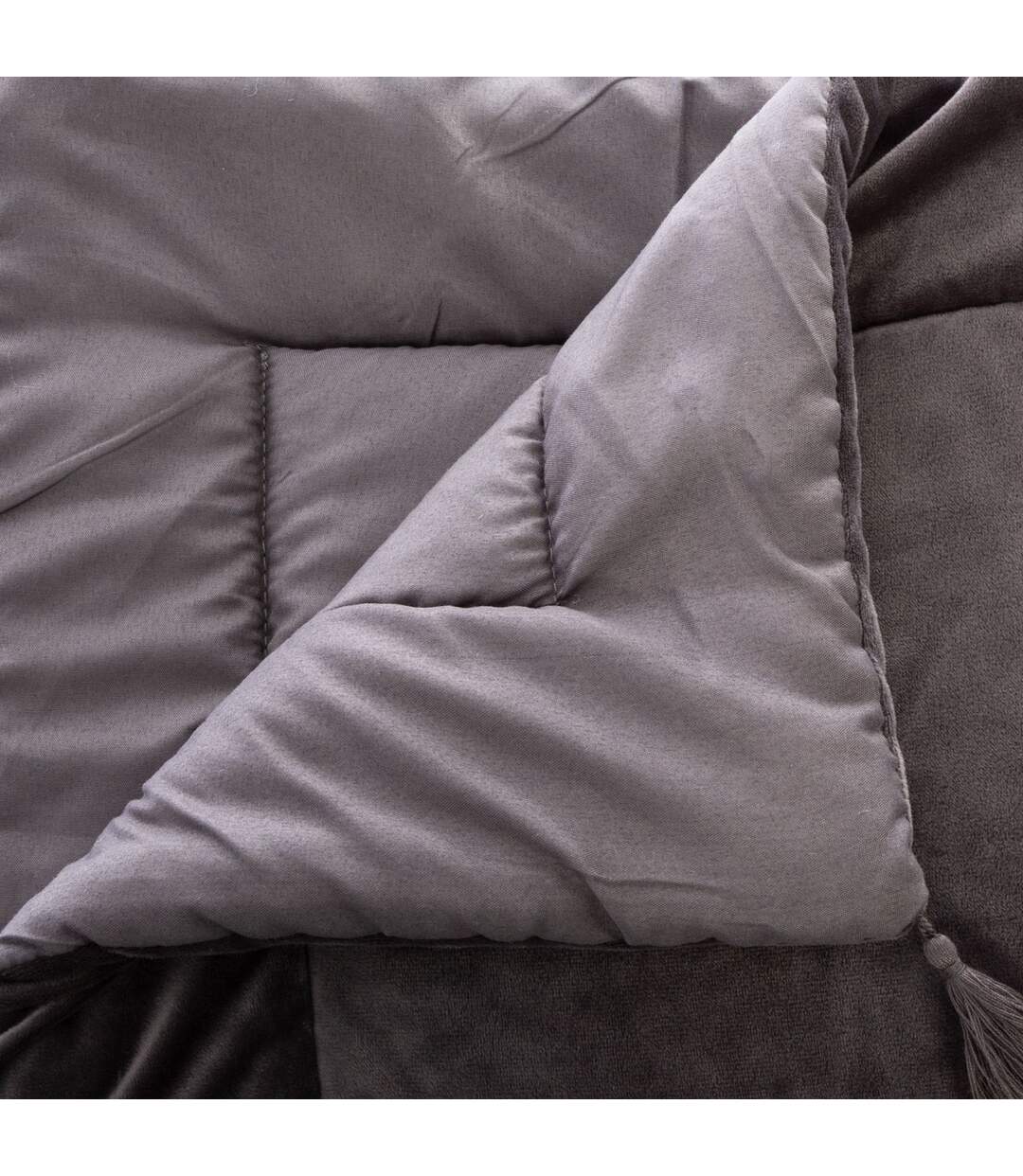 Edredon design velours Hiver - L. 80 x l. 180 cm - Gris