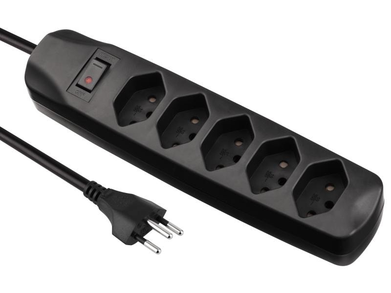 FURBER.power Steckdosenleiste 5x T13 mit Schalter Steckdosenleiste, Schwarz