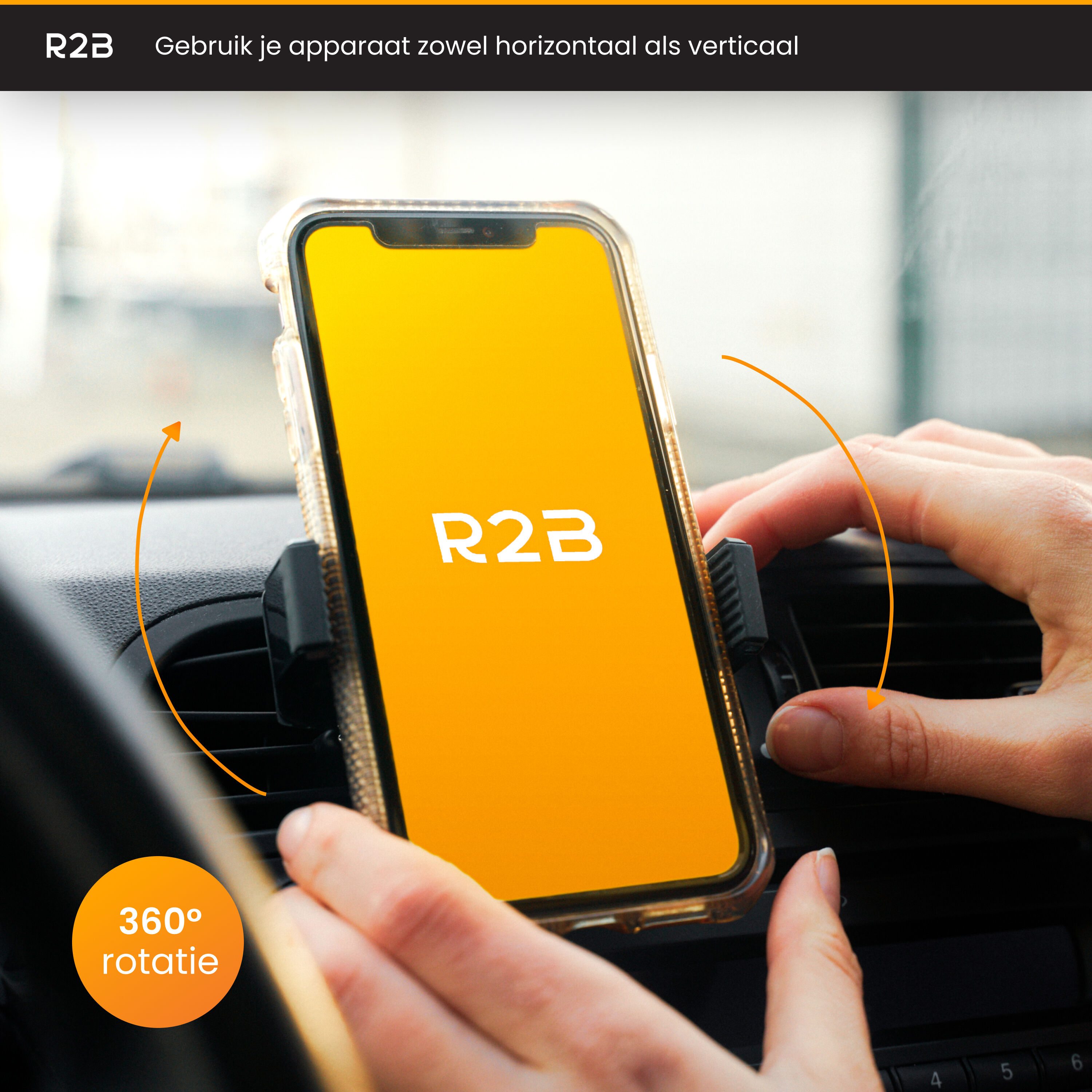 R2B Ventilatie Rooster 360˚ Rotatie Telefoonhouder Auto