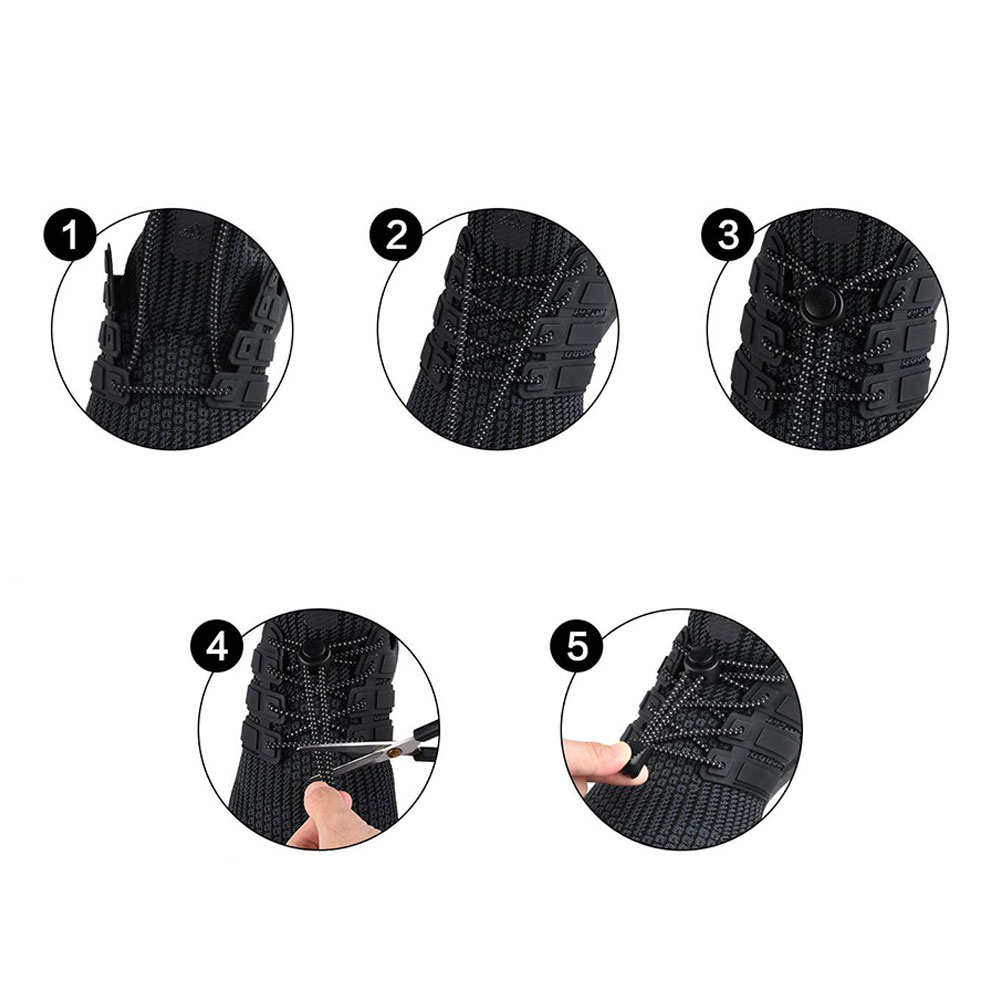 (1 Paar) 120cm Elastische Schnellverschluss Schnürsenkel ohne Binden Schnellschnürsystem - Grau