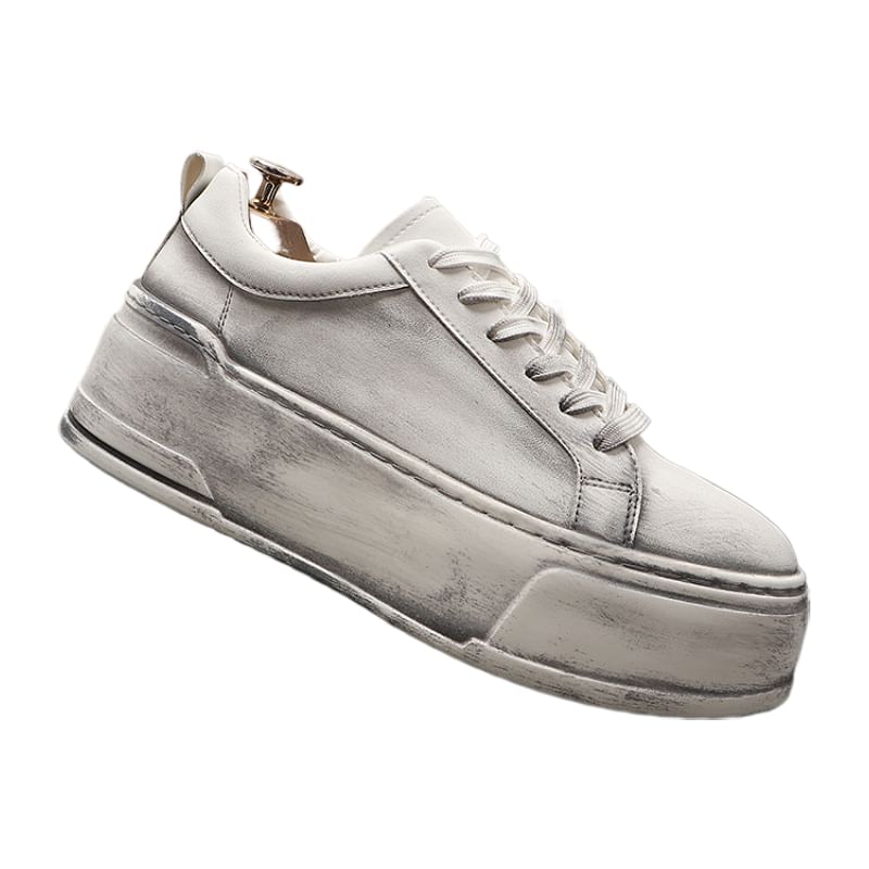 Mr Ozera - Platform Washed Lace Up Sneakers