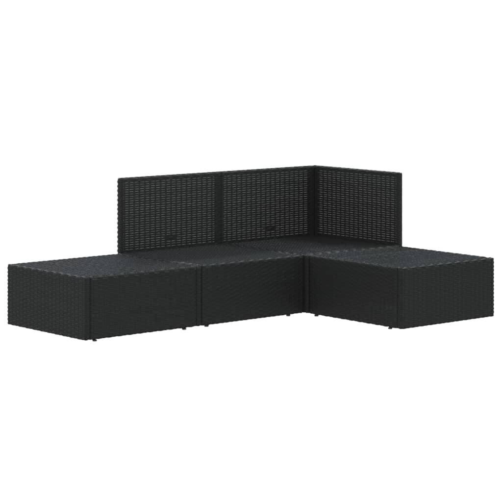 Salon de jardin meuble d'extérieur ensemble de mobilier 4 pièces avec coussins noir résine tressée