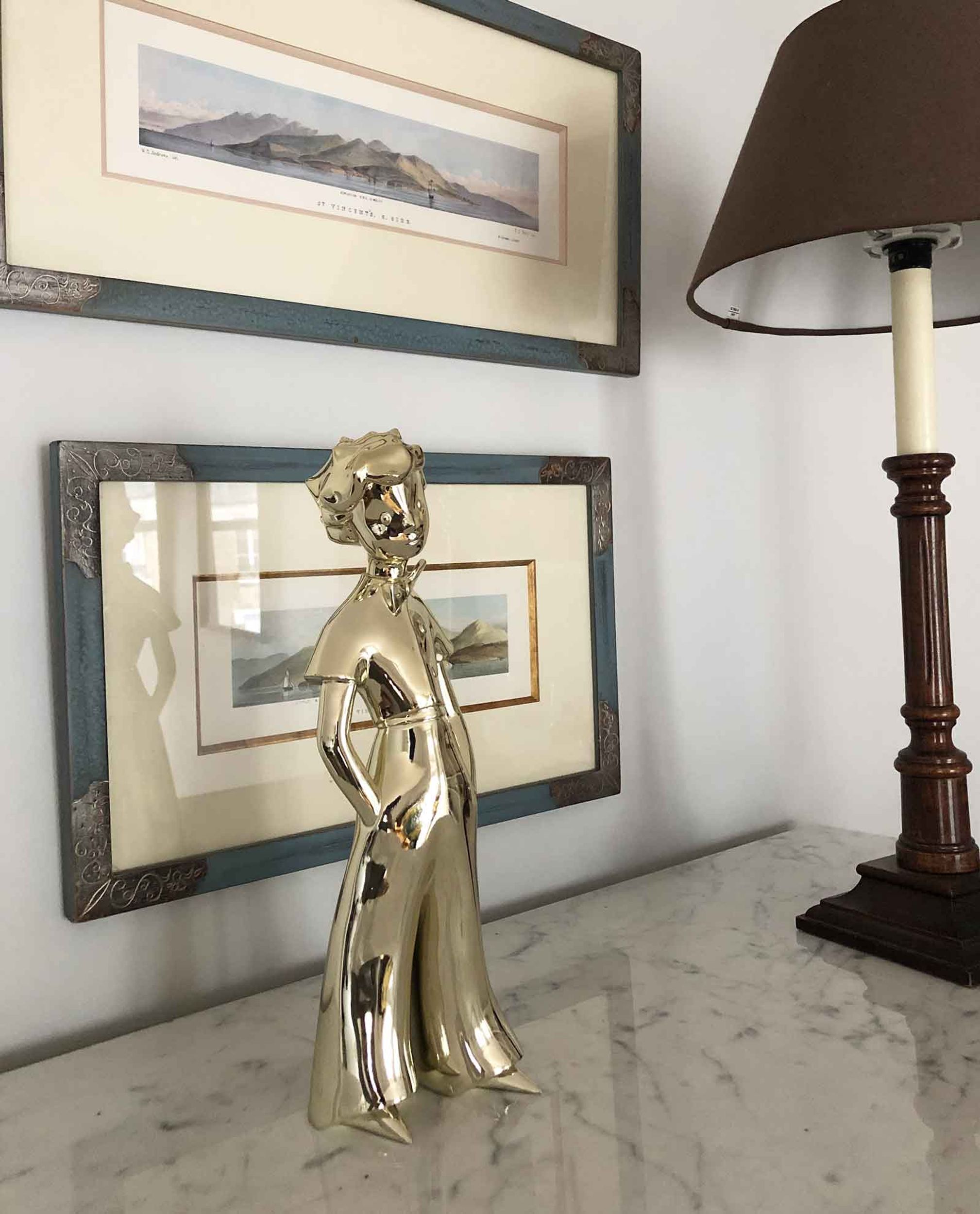 Der kleine Prinz 30cm chrom gold Figur