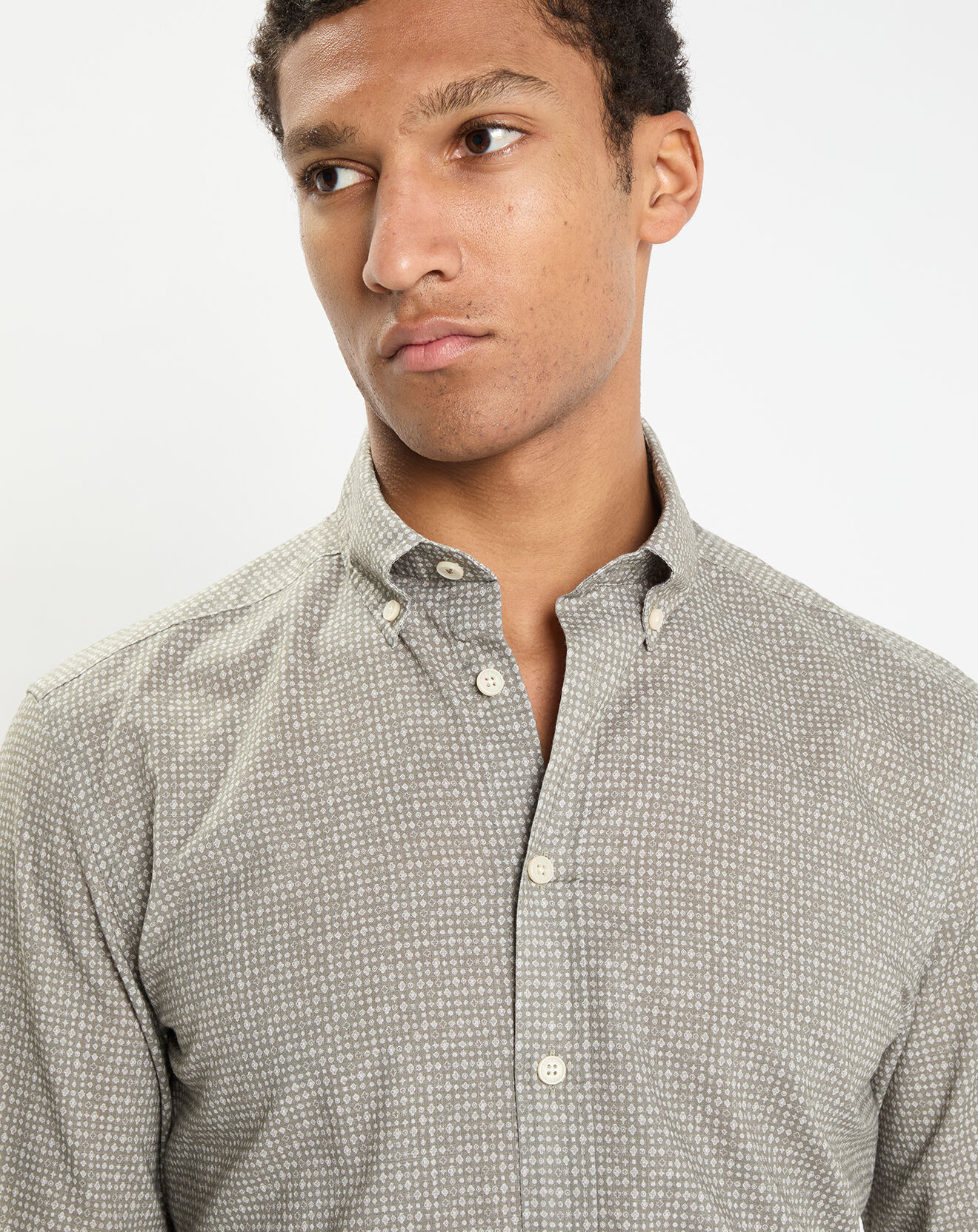 Hackett London Chemise Slim Fit à imprimé fantaisie kaki