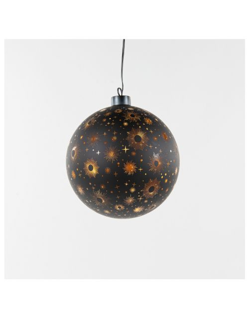 Anna's Collection Glasbal Kosmos - Kerstverlichting - 15 cm Zwart Goud