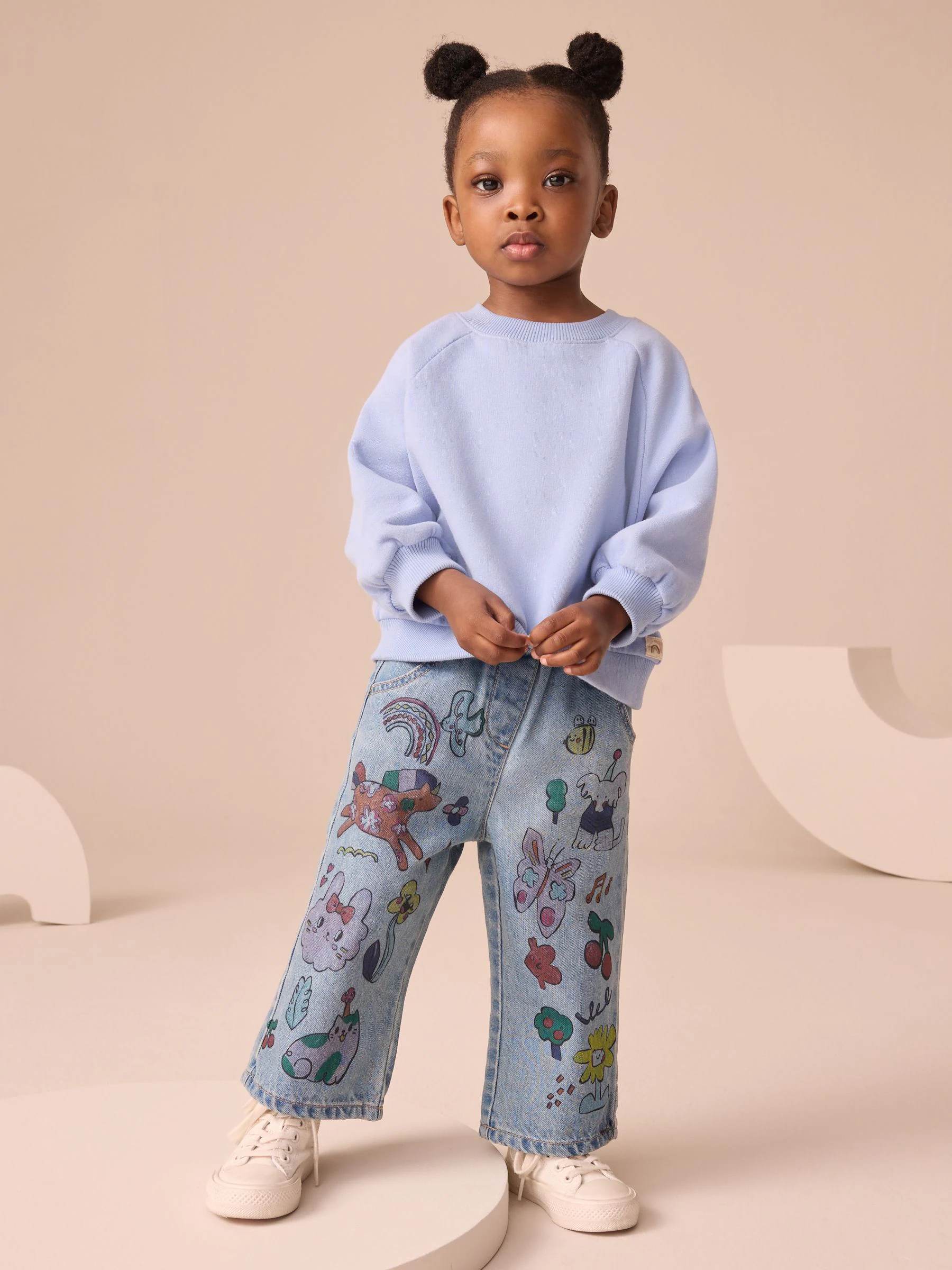 Denim - Jeans met print van figuurtjes (3mnd-7jr)