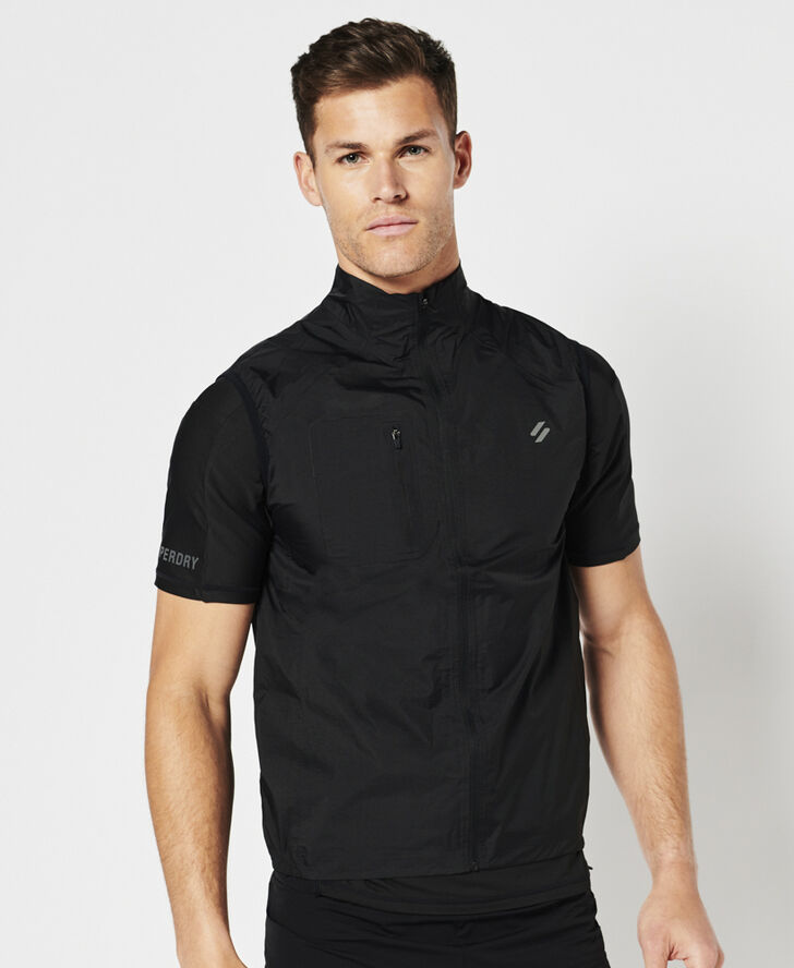 Superdry RUN LW WIND GILET Black