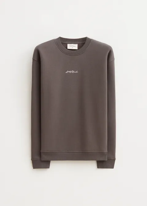 Brushed written sweater bruin (BRN.CH)