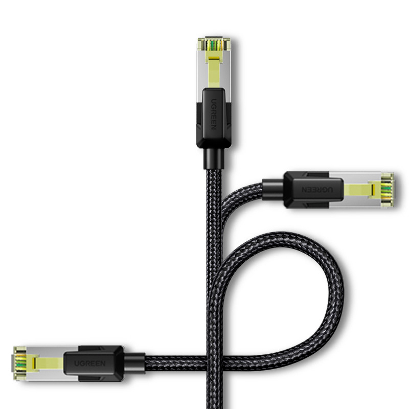 (2m) 10 Gigabit CAT 7 Ethernet LAN RJ45 Nylon Netzwerk Kabel (80423) - Schwarz