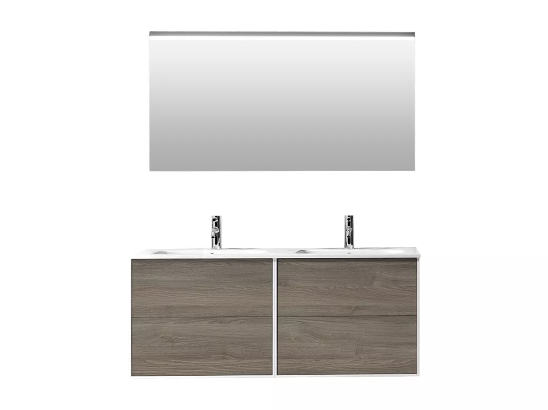 Ensemble de salle de bain double vasque 4 pièces IGEA chêne cendré