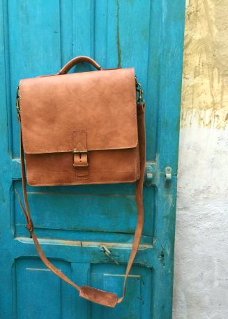 Collegetasche, Leder, natur, H 34 cm, B 34 cm günstig bestellen