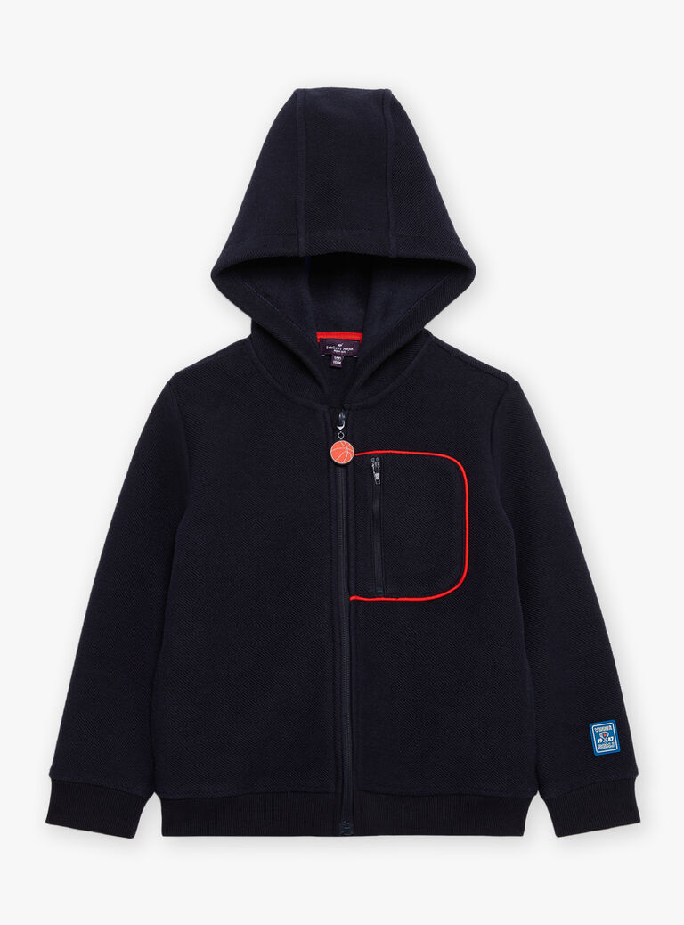 Gilet bleu foncé à capuche