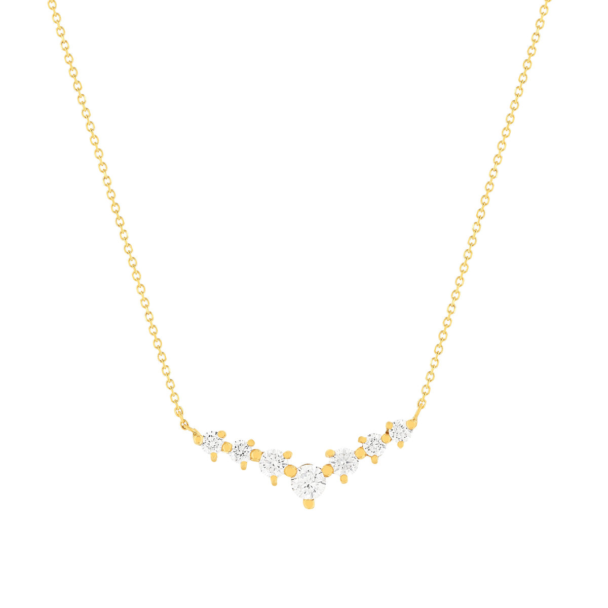 Collier or 375 jaune zirconias blancs 45 cm