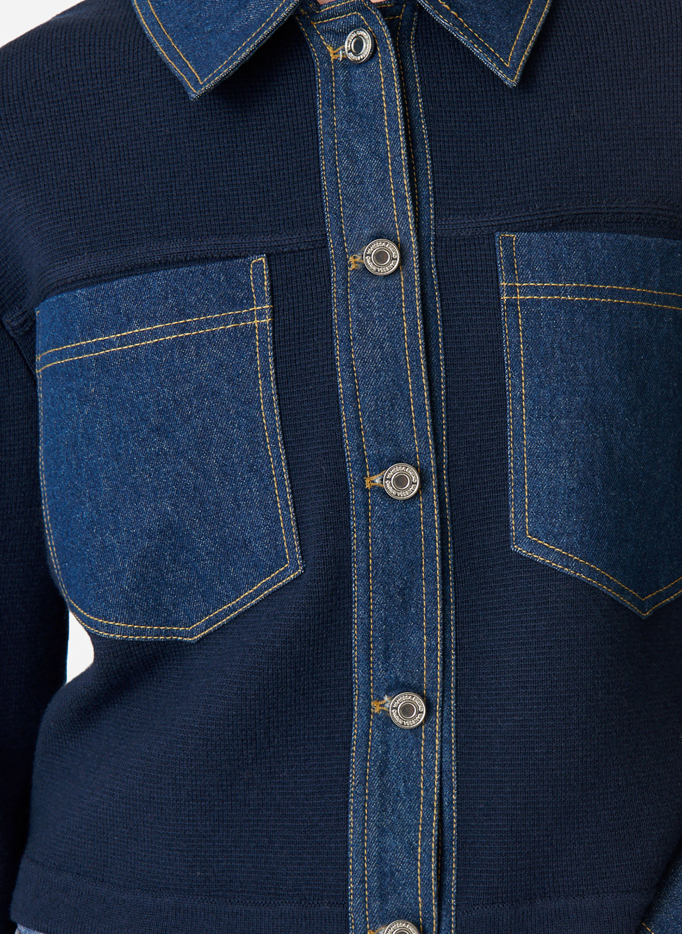 DENVER - Veste droite col classique en laine mélangée | Bleu