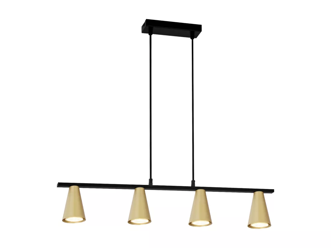 NETTLIFE Lampe suspendue table à manger suspension or: GU10 suspension moderne e 4 flammes métal en noir industriel