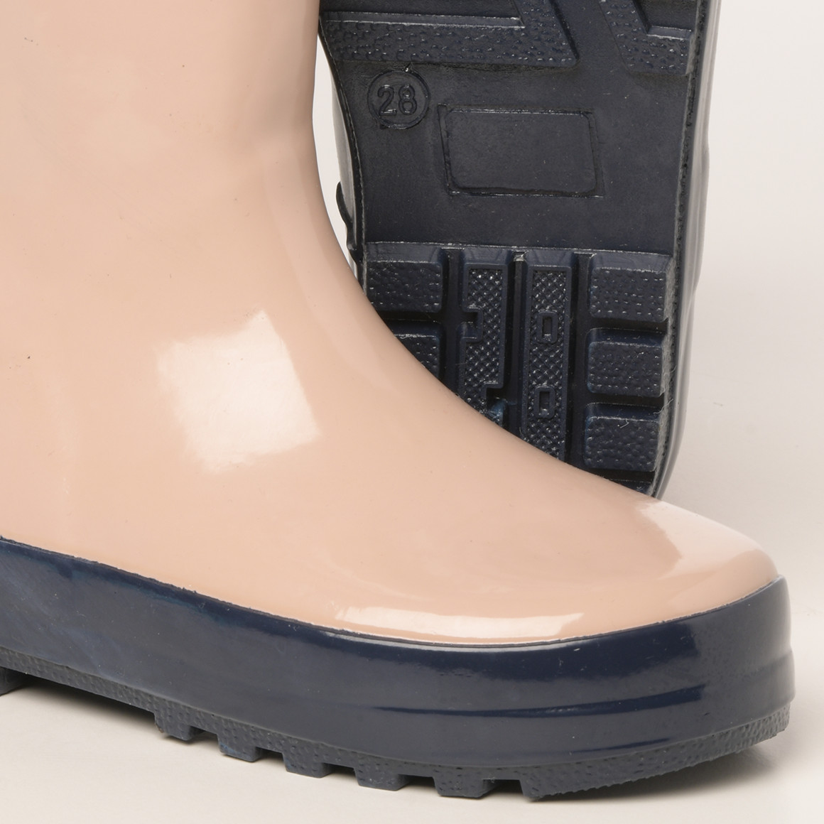 Topolino Kinder Gummistiefel mit Tunnelzug beige / dunkelblau