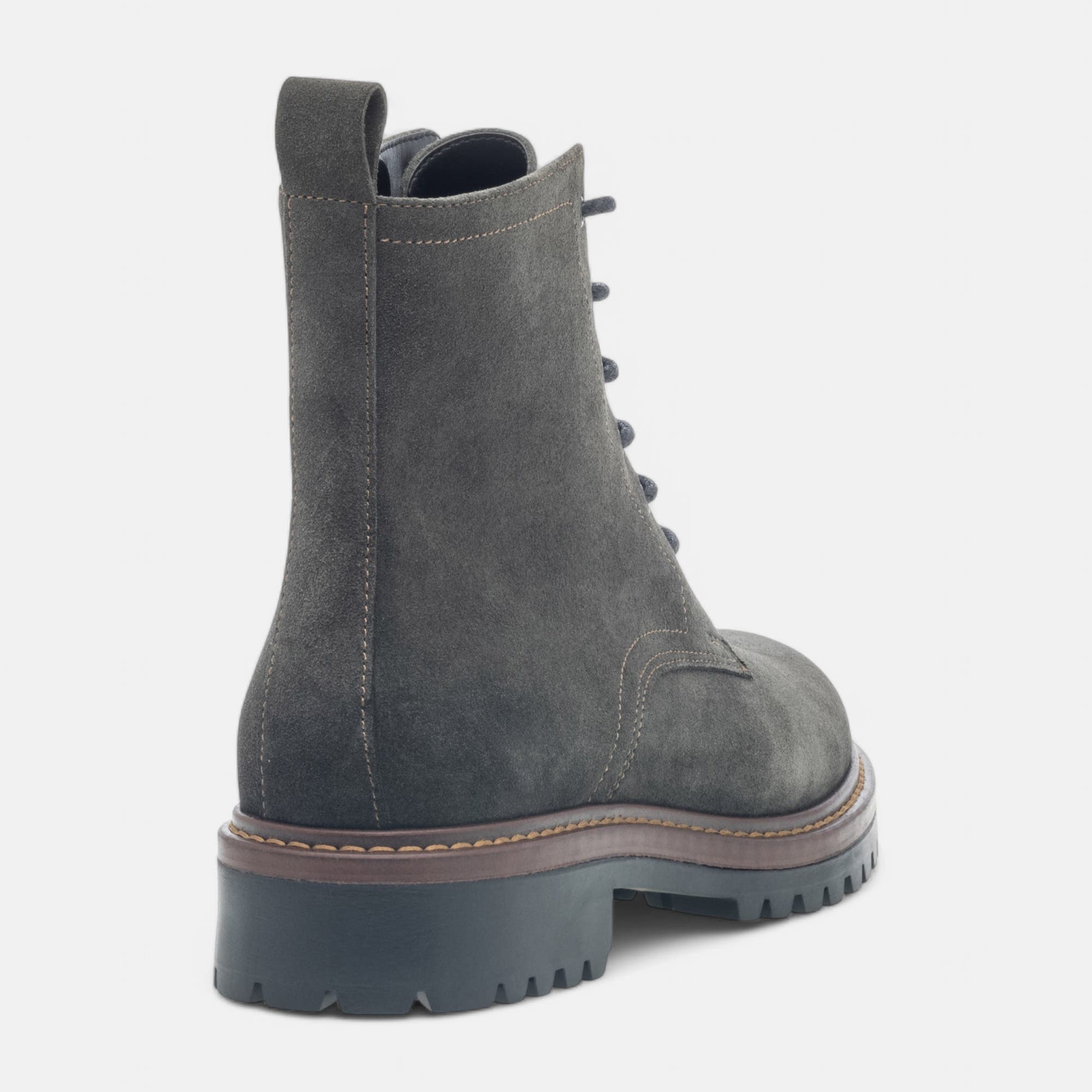 Bottines à lacets Femme en cuir kaki