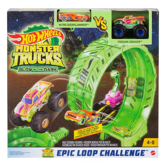 Hot Wheels - Monster Trucks Glow in the dark - Epic Loop Challenge